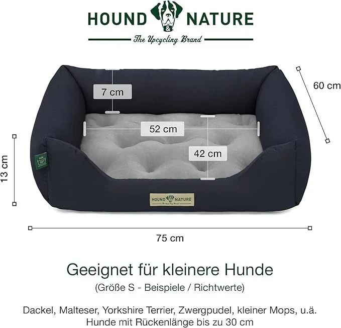 Orthopädisches Öko-Hundebett Zürich von HOUND&NATURE | Fleece-Seite | Recycelte Materialien | Oeko-Tex® Standard | Blau