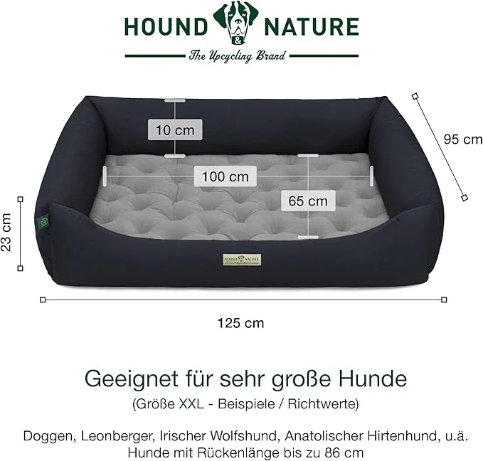Orthopädisches Öko-Hundebett Zürich von HOUND&NATURE | Fleece-Seite | Recycelte Materialien | Oeko-Tex® Standard | Blau