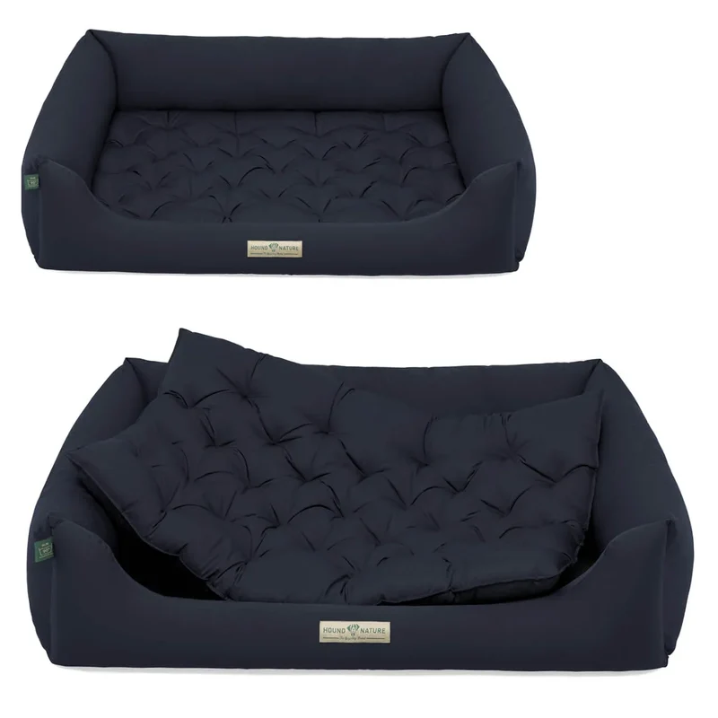 Orthopädisches Öko-Hundebett Zermatt von HOUND&NATURE | Recycelte Materialien | Oeko-Tex® Standard | Blau