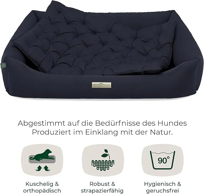 Orthopädisches Öko-Hundebett Zermatt von HOUND&NATURE | Recycelte Materialien | Oeko-Tex® Standard | Blau