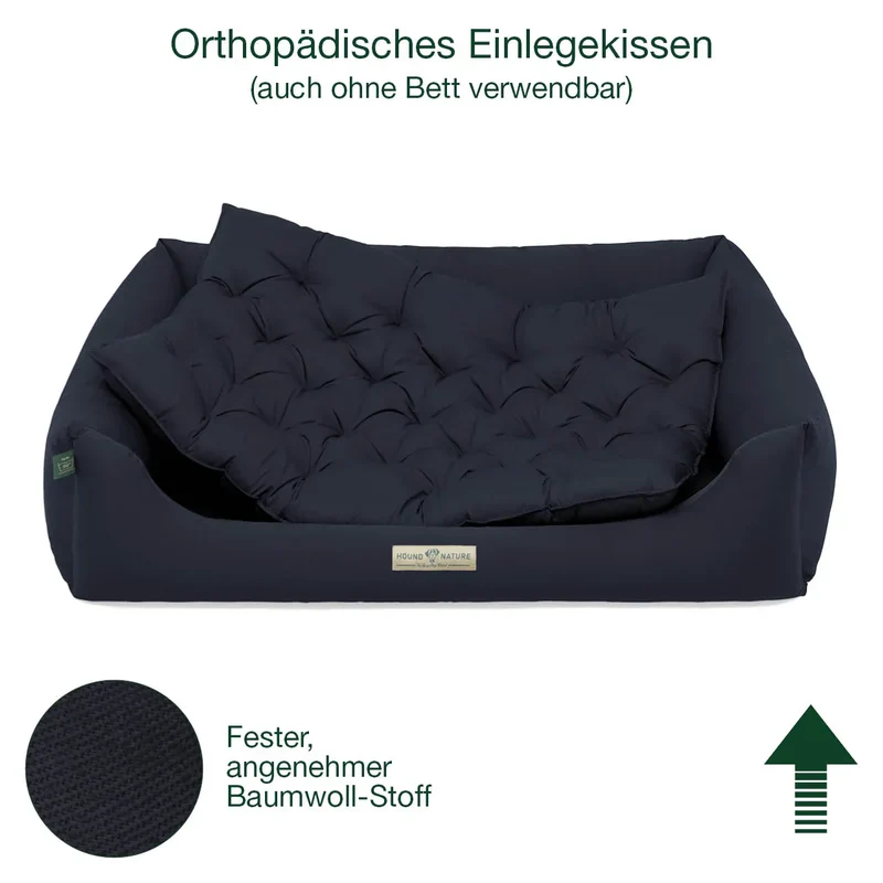 Orthopädisches Öko-Hundebett Zermatt von HOUND&NATURE | Recycelte Materialien | Oeko-Tex® Standard | Blau