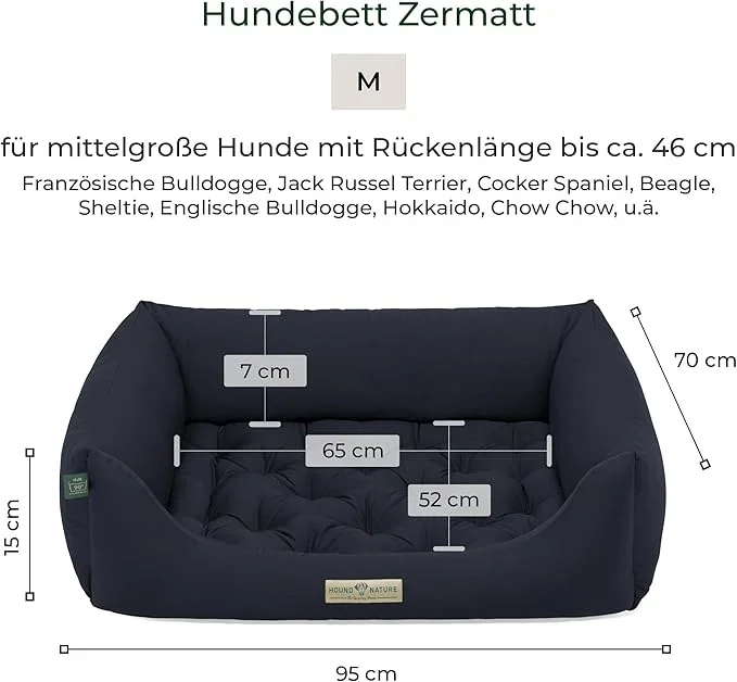 Orthopädisches Öko-Hundebett Zermatt von HOUND&NATURE | Recycelte Materialien | Oeko-Tex® Standard | Blau
