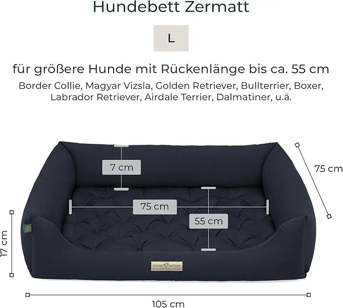Orthopädisches Öko-Hundebett Zermatt von HOUND&NATURE | Recycelte Materialien | Oeko-Tex® Standard | Blau