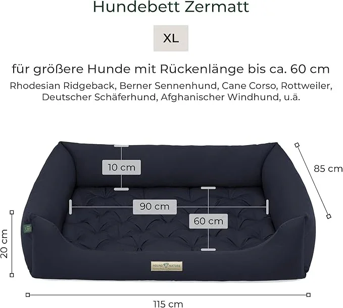 Orthopädisches Öko-Hundebett Zermatt von HOUND&NATURE | Recycelte Materialien | Oeko-Tex® Standard | Blau