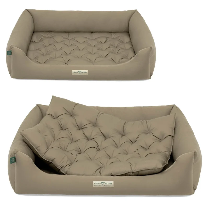 Orthopädisches Öko-Hundebett Zermatt von HOUND&NATURE | Recycelte Materialien | Oeko-Tex® Standard | Taupe