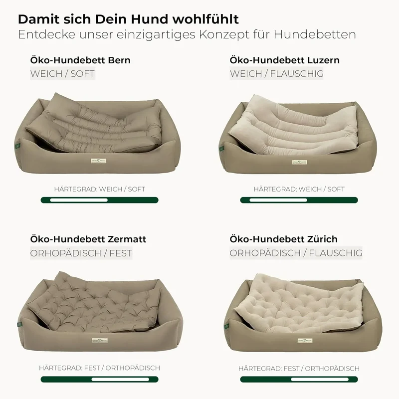 Orthopädisches Öko-Hundebett Zermatt von HOUND&NATURE | Recycelte Materialien | Oeko-Tex® Standard | Taupe