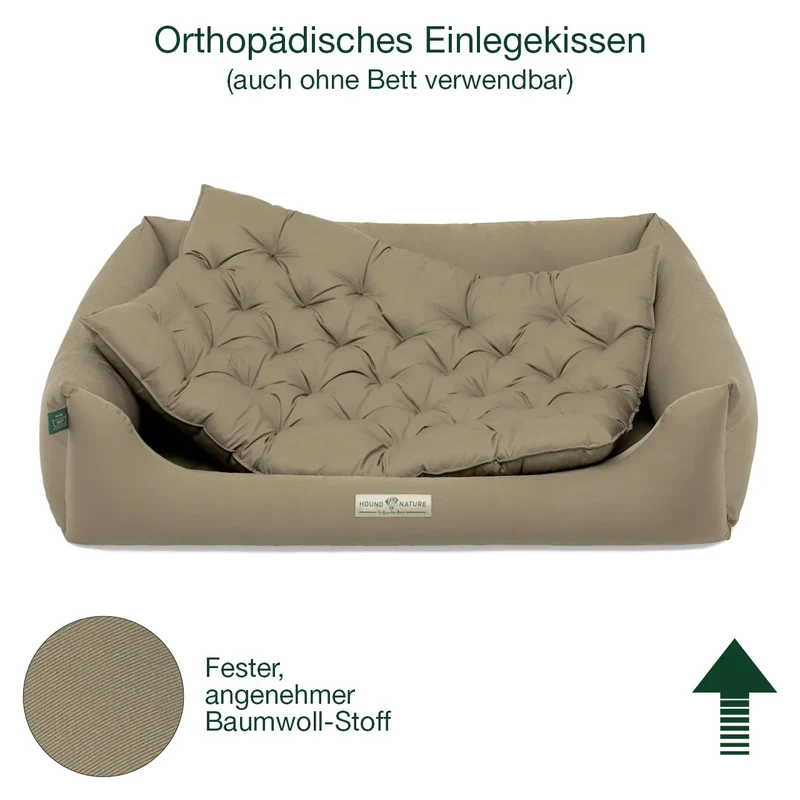 Orthopädisches Öko-Hundebett Zermatt von HOUND&NATURE | Recycelte Materialien | Oeko-Tex® Standard | Taupe