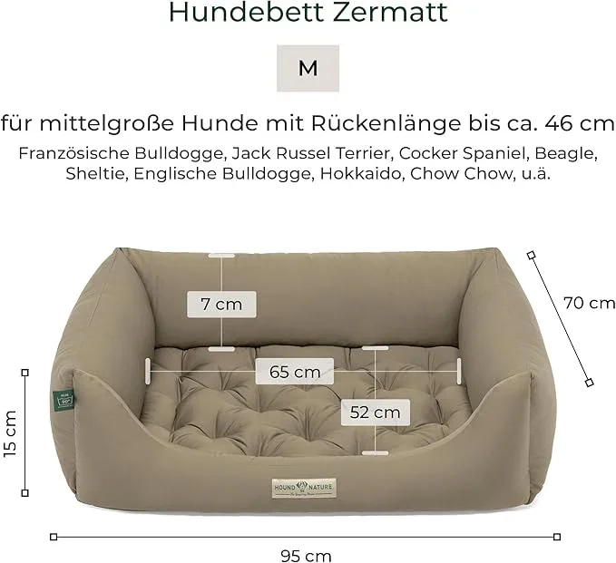 Orthopädisches Öko-Hundebett Zermatt von HOUND&NATURE | Recycelte Materialien | Oeko-Tex® Standard | Taupe