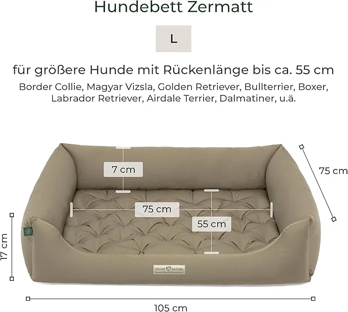 Orthopädisches Öko-Hundebett Zermatt von HOUND&NATURE | Recycelte Materialien | Oeko-Tex® Standard | Taupe