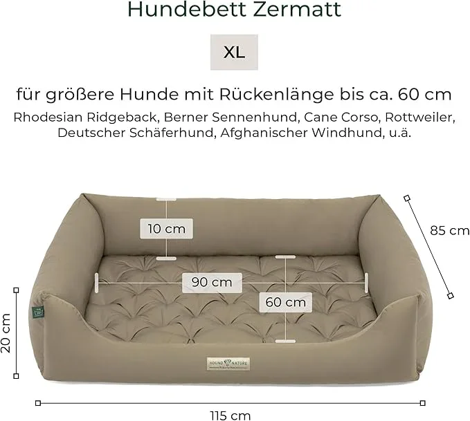 Orthopädisches Öko-Hundebett Zermatt von HOUND&NATURE | Recycelte Materialien | Oeko-Tex® Standard | Taupe