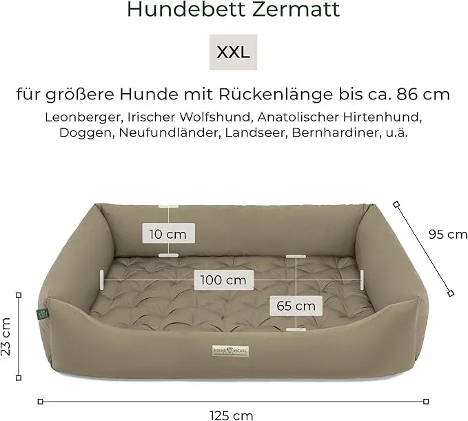 Orthopädisches Öko-Hundebett Zermatt von HOUND&NATURE | Recycelte Materialien | Oeko-Tex® Standard | Taupe