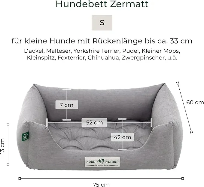 Orthopädisches Öko-Hundebett Zermatt von HOUND&NATURE | Recycelte Materialien | Oeko-Tex® Standard | Hellgrau