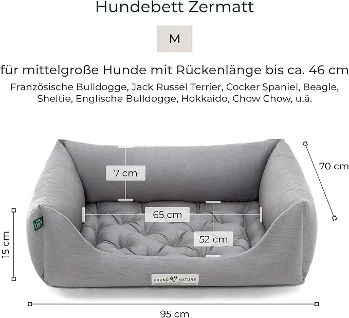 Orthopädisches Öko-Hundebett Zermatt von HOUND&NATURE | Recycelte Materialien | Oeko-Tex® Standard | Hellgrau