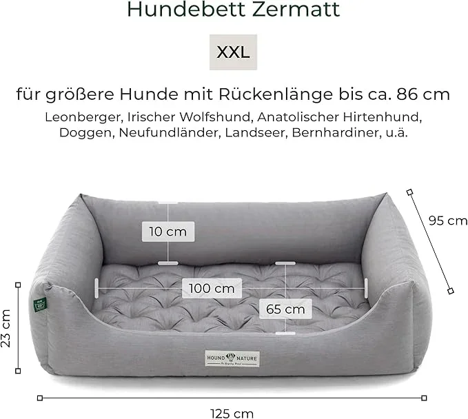 Orthopädisches Öko-Hundebett Zermatt von HOUND&NATURE | Recycelte Materialien | Oeko-Tex® Standard | Hellgrau