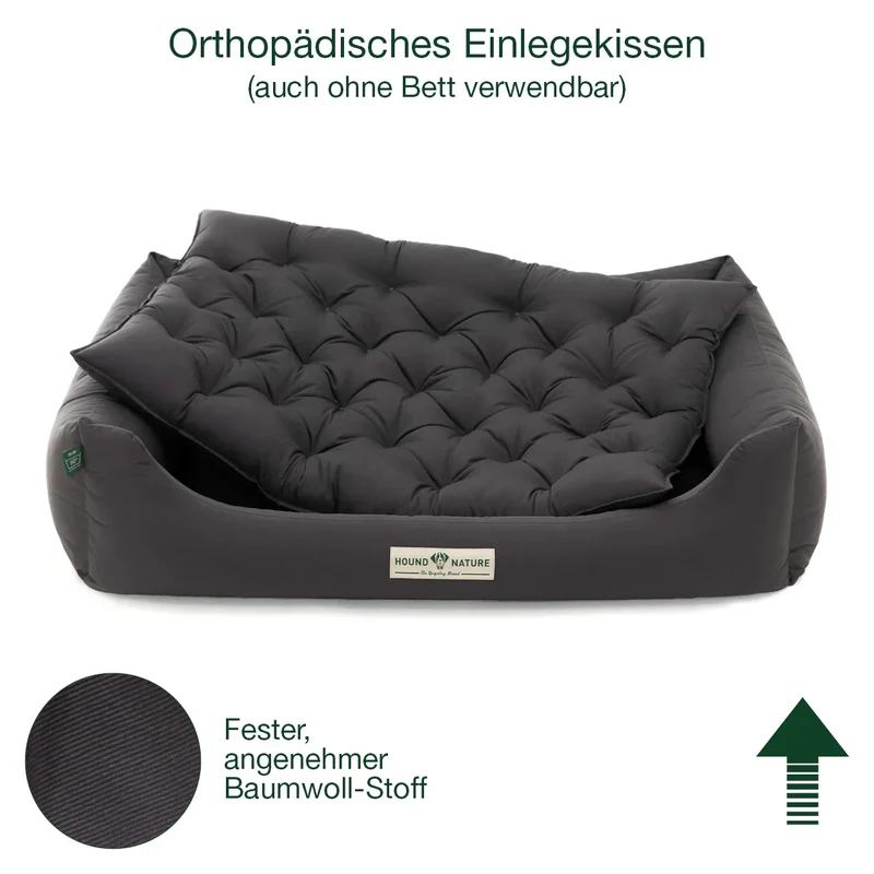 Orthopädisches Öko-Hundebett Zermatt von HOUND&NATURE | Recycelte Materialien | Oeko-Tex® Standard | Grau