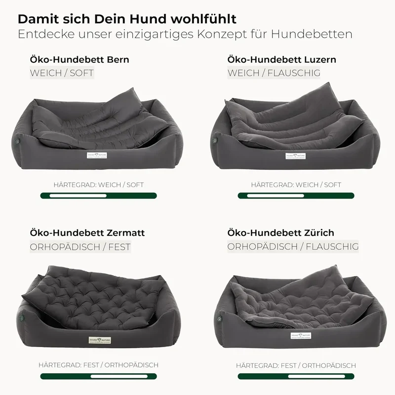 Öko-Hundebett Bern von HOUND&NATURE | Recycelte Materialien | Oeko-Tex® Standard 100 | Grau