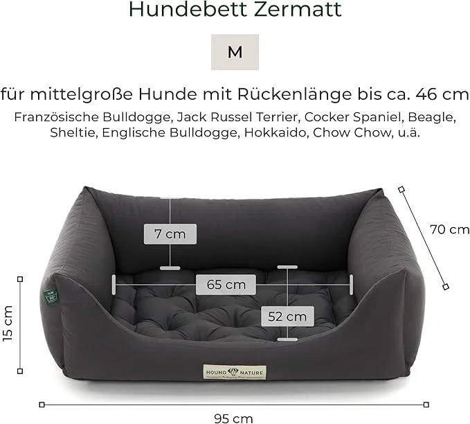 Orthopädisches Öko-Hundebett Zermatt von HOUND&NATURE | Recycelte Materialien | Oeko-Tex® Standard | Grau