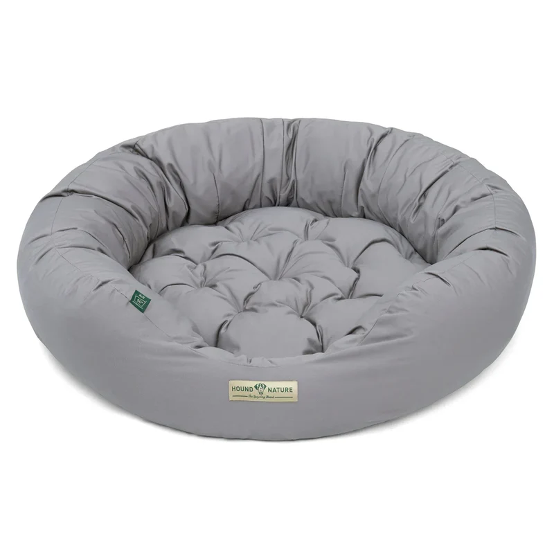 Hundebett rund St.Moritz von HOUND&NATURE | Recycelte Materialien | Oeko-Tex® Standard 100 | Hellgrau