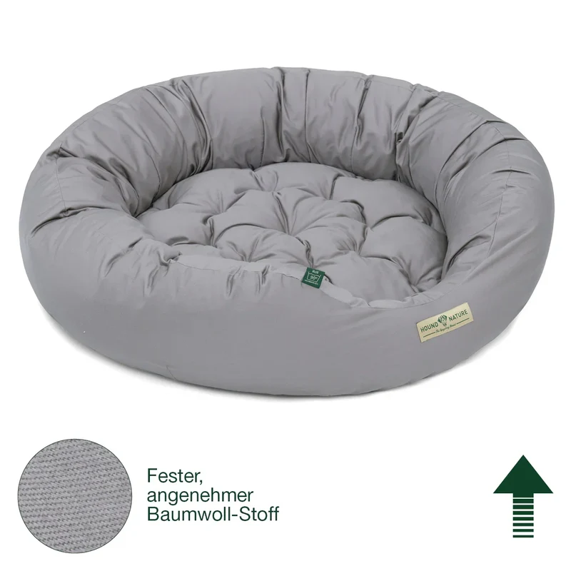Hundebett rund St.Moritz von HOUND&NATURE | Recycelte Materialien | Oeko-Tex® Standard 100 | Hellgrau