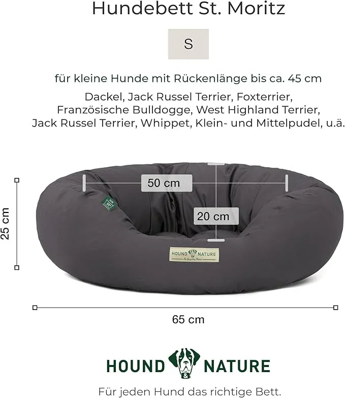 Hundebett rund St.Moritz von HOUND&NATURE | Recycelte Materialien | Oeko-Tex® Standard 100 | Grau