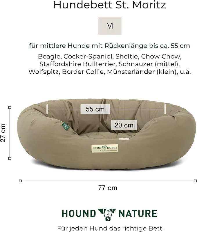 Hundebett rund St.Moritz von HOUND&NATURE | Recycelte Materialien | Oeko-Tex® Standard 100 | Grau