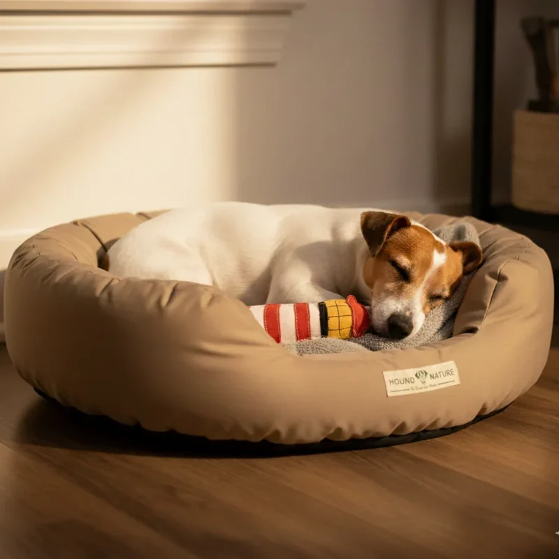 Hundebett rund St.Moritz von HOUND&NATURE | Recycelte Materialien | Oeko-Tex® Standard 100 | Taupe