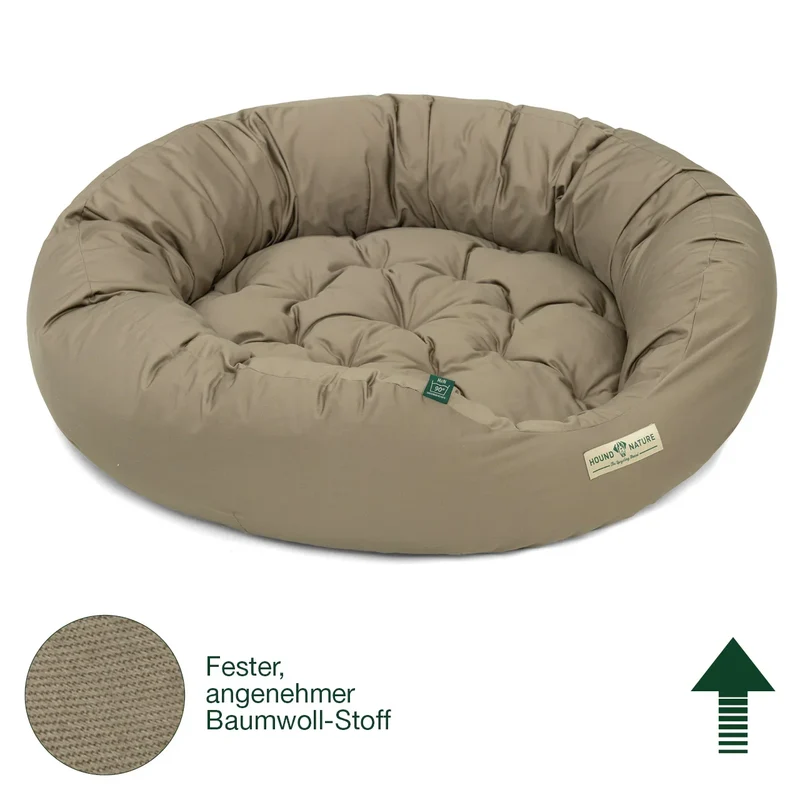 Hundebett rund St.Moritz von HOUND&NATURE | Recycelte Materialien | Oeko-Tex® Standard 100 | Taupe