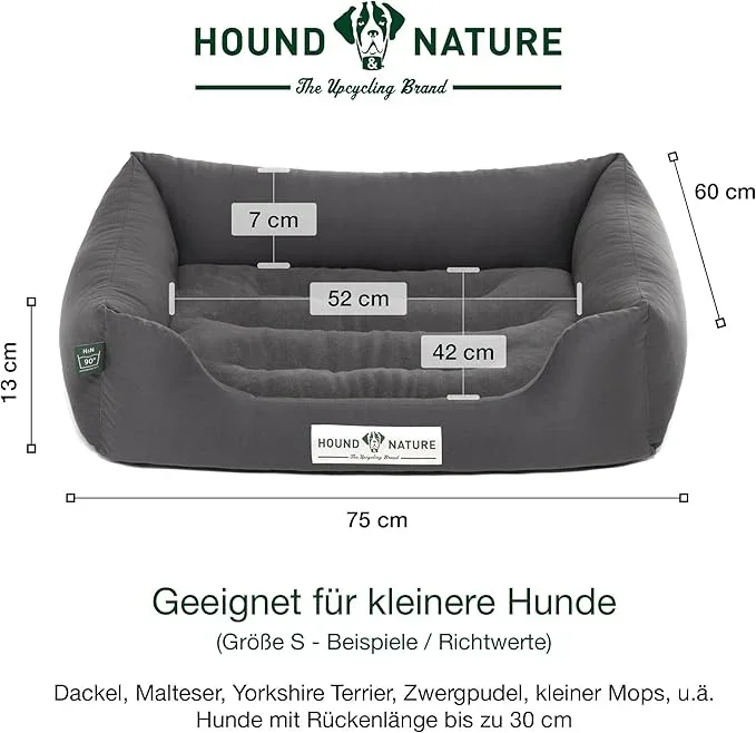 Öko-Hundebett Luzern von HOUND&NATURE | Fleece-Seite | Recycelte Materialien | Oeko-Tex® Standard 100 | Grau