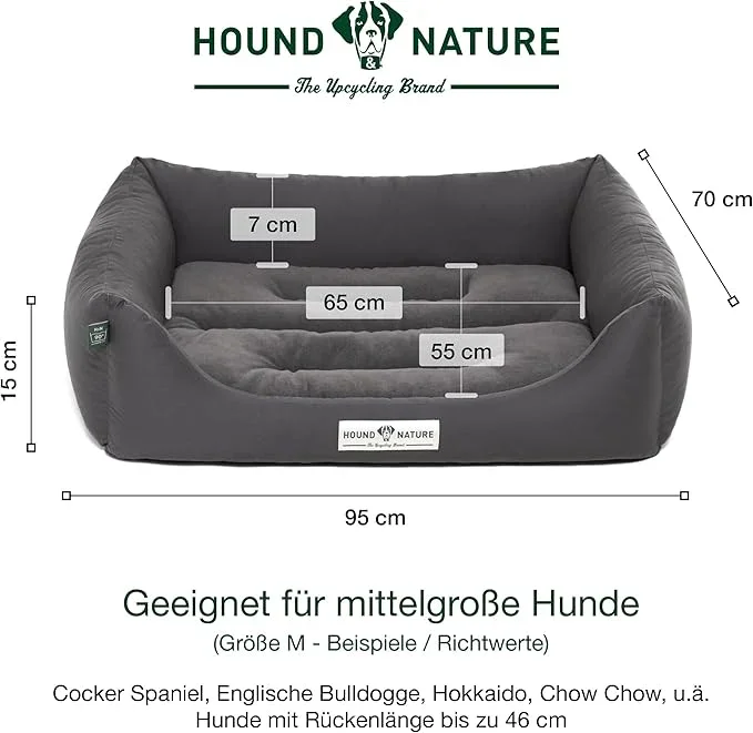 Öko-Hundebett Luzern von HOUND&NATURE | Fleece-Seite | Recycelte Materialien | Oeko-Tex® Standard 100 | Grau