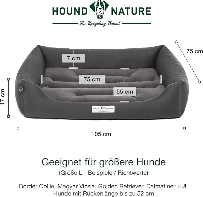 Öko-Hundebett Luzern von HOUND&NATURE | Fleece-Seite | Recycelte Materialien | Oeko-Tex® Standard 100 | Grau