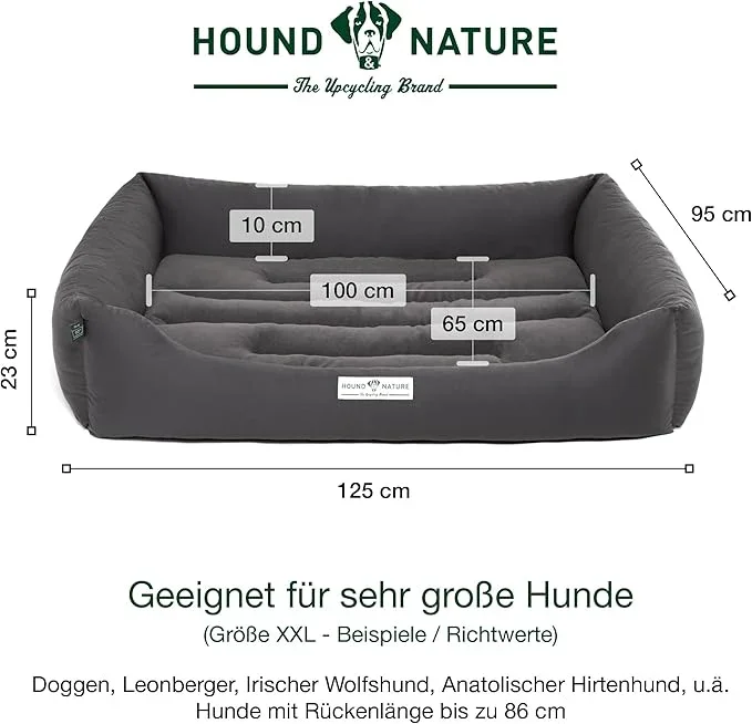 Öko-Hundebett Luzern von HOUND&NATURE | Fleece-Seite | Recycelte Materialien | Oeko-Tex® Standard 100 | Grau