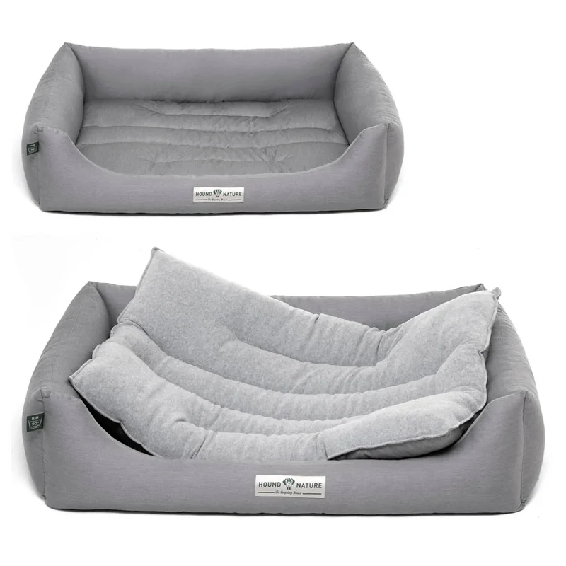 Öko-Hundebett Luzern von HOUND&NATURE | Fleece-Seite | Recycelte Materialien | Oeko-Tex® Standard 100 | Hellgrau