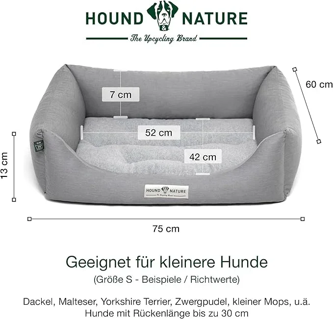 Öko-Hundebett Luzern von HOUND&NATURE | Fleece-Seite | Recycelte Materialien | Oeko-Tex® Standard 100 | Hellgrau