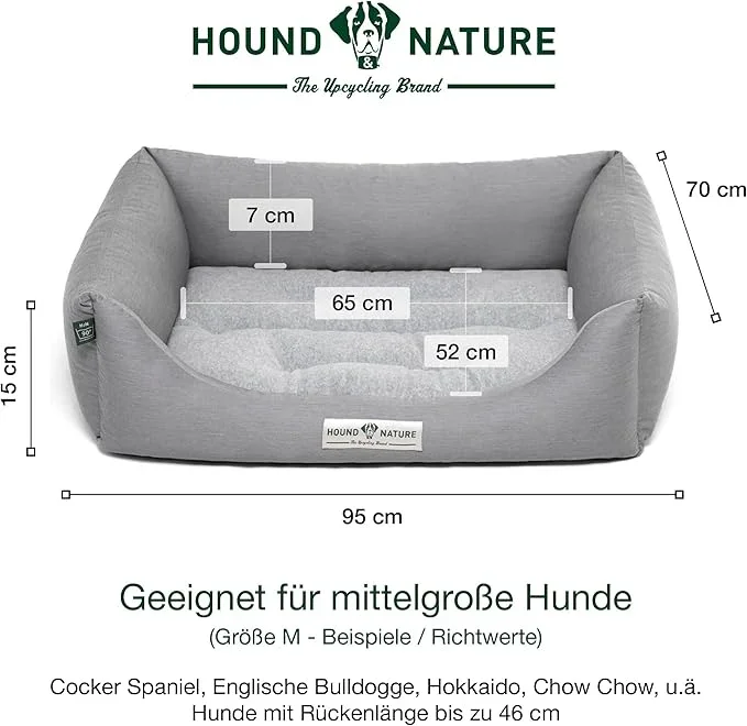 Öko-Hundebett Luzern von HOUND&NATURE | Fleece-Seite | Recycelte Materialien | Oeko-Tex® Standard 100 | Hellgrau