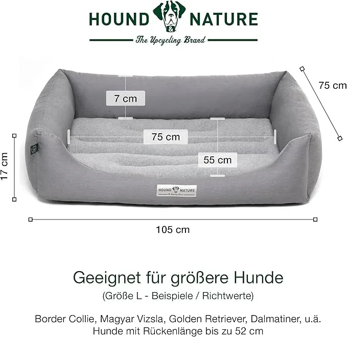 Öko-Hundebett Luzern von HOUND&NATURE | Fleece-Seite | Recycelte Materialien | Oeko-Tex® Standard 100 | Hellgrau