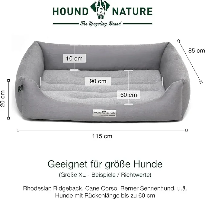 Öko-Hundebett Luzern von HOUND&NATURE | Fleece-Seite | Recycelte Materialien | Oeko-Tex® Standard 100 | Hellgrau