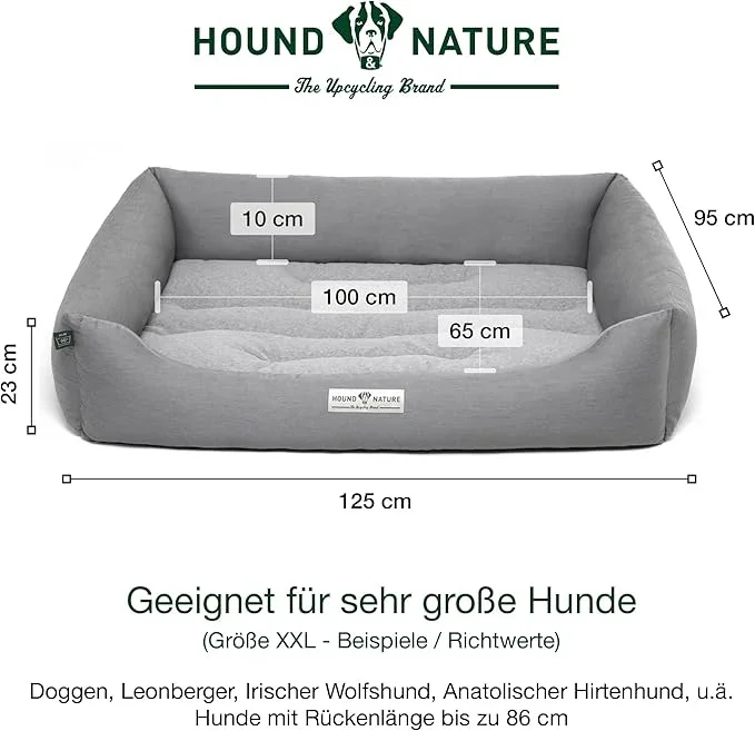 Öko-Hundebett Luzern von HOUND&NATURE | Fleece-Seite | Recycelte Materialien | Oeko-Tex® Standard 100 | Hellgrau