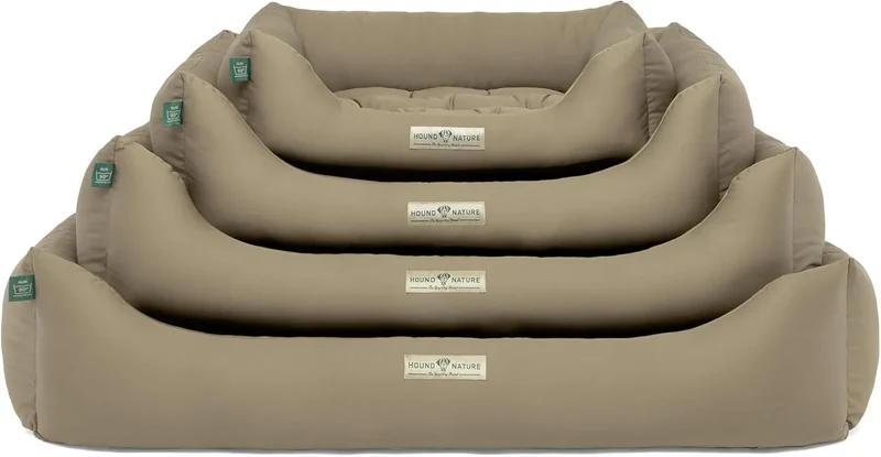 Öko-Hundebett Luzern von HOUND&NATURE | Fleece-Seite | Recycelte Materialien | Oeko-Tex® Standard 100 | Taupe