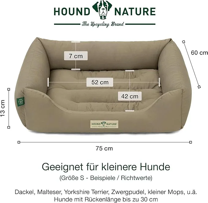 Öko-Hundebett Luzern von HOUND&NATURE | Fleece-Seite | Recycelte Materialien | Oeko-Tex® Standard 100 | Taupe