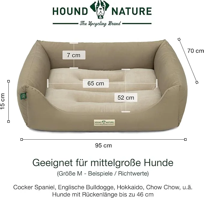 Öko-Hundebett Luzern von HOUND&NATURE | Fleece-Seite | Recycelte Materialien | Oeko-Tex® Standard 100 | Taupe
