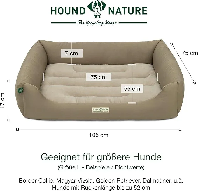 Öko-Hundebett Luzern von HOUND&NATURE | Fleece-Seite | Recycelte Materialien | Oeko-Tex® Standard 100 | Taupe