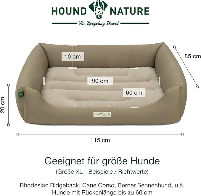 Öko-Hundebett Luzern von HOUND&NATURE | Fleece-Seite | Recycelte Materialien | Oeko-Tex® Standard 100 | Taupe