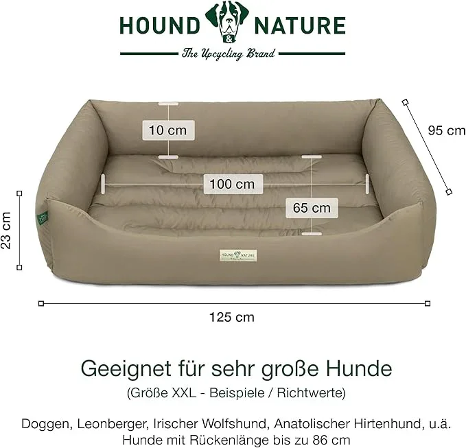 Öko-Hundebett Luzern von HOUND&NATURE | Fleece-Seite | Recycelte Materialien | Oeko-Tex® Standard 100 | Taupe