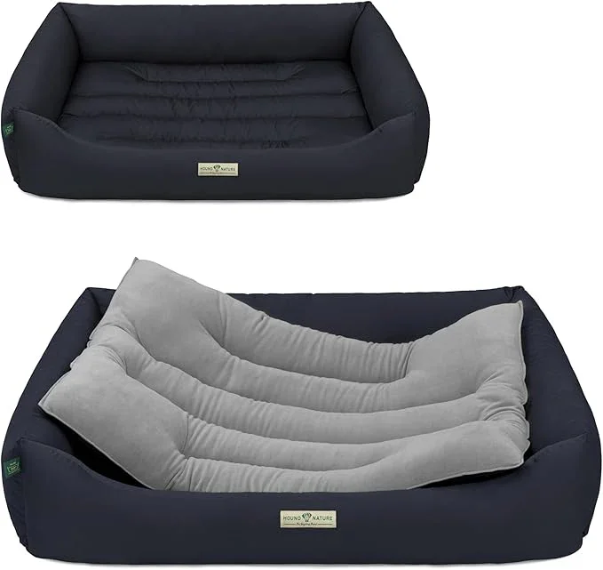 Öko-Hundebett Luzern von HOUND & NATURE | Fleece-Seite | Recycelte Materialien | Oeko-Tex® Standard 100 | Blau