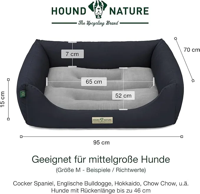 Öko-Hundebett Luzern von HOUND & NATURE | Fleece-Seite | Recycelte Materialien | Oeko-Tex® Standard 100 | Blau