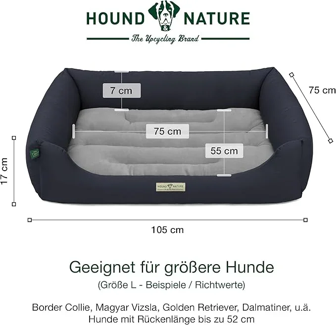 Öko-Hundebett Luzern von HOUND & NATURE | Fleece-Seite | Recycelte Materialien | Oeko-Tex® Standard 100 | Blau