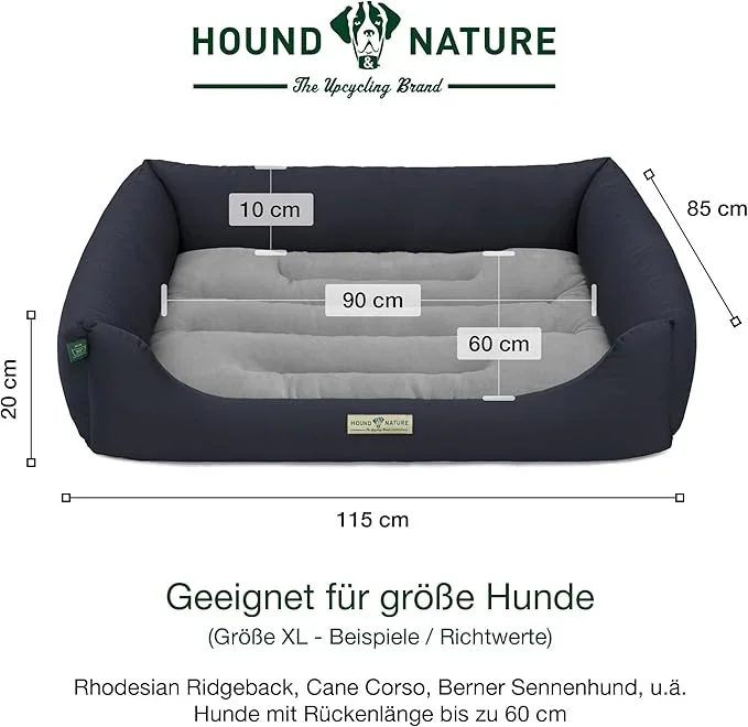 Öko-Hundebett Luzern von HOUND & NATURE | Fleece-Seite | Recycelte Materialien | Oeko-Tex® Standard 100 | Blau