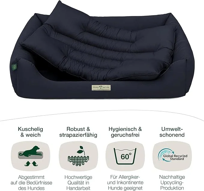Öko Hundebett Bern von HOUND&NATURE | Recycelte Materialien | Oeko-Tex® Standard 100 | Blau