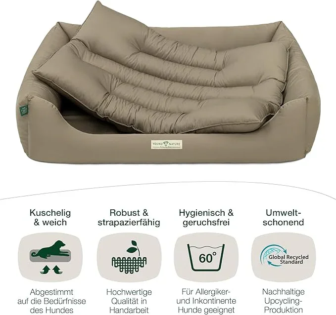 Öko-Hundebett Bern von HOUND&NATURE | Recycelte Materialien | Oeko-Tex® Standard 100 | Taupe