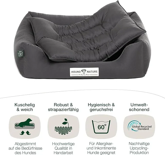 Öko-Hundebett Bern von HOUND&NATURE | Recycelte Materialien | Oeko-Tex® Standard 100 | Grau